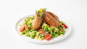 Lentil Edamame Pea Salad With Vegan Sausage