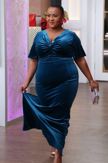 This velvet blue dress will make you feel beautiful this holiday season