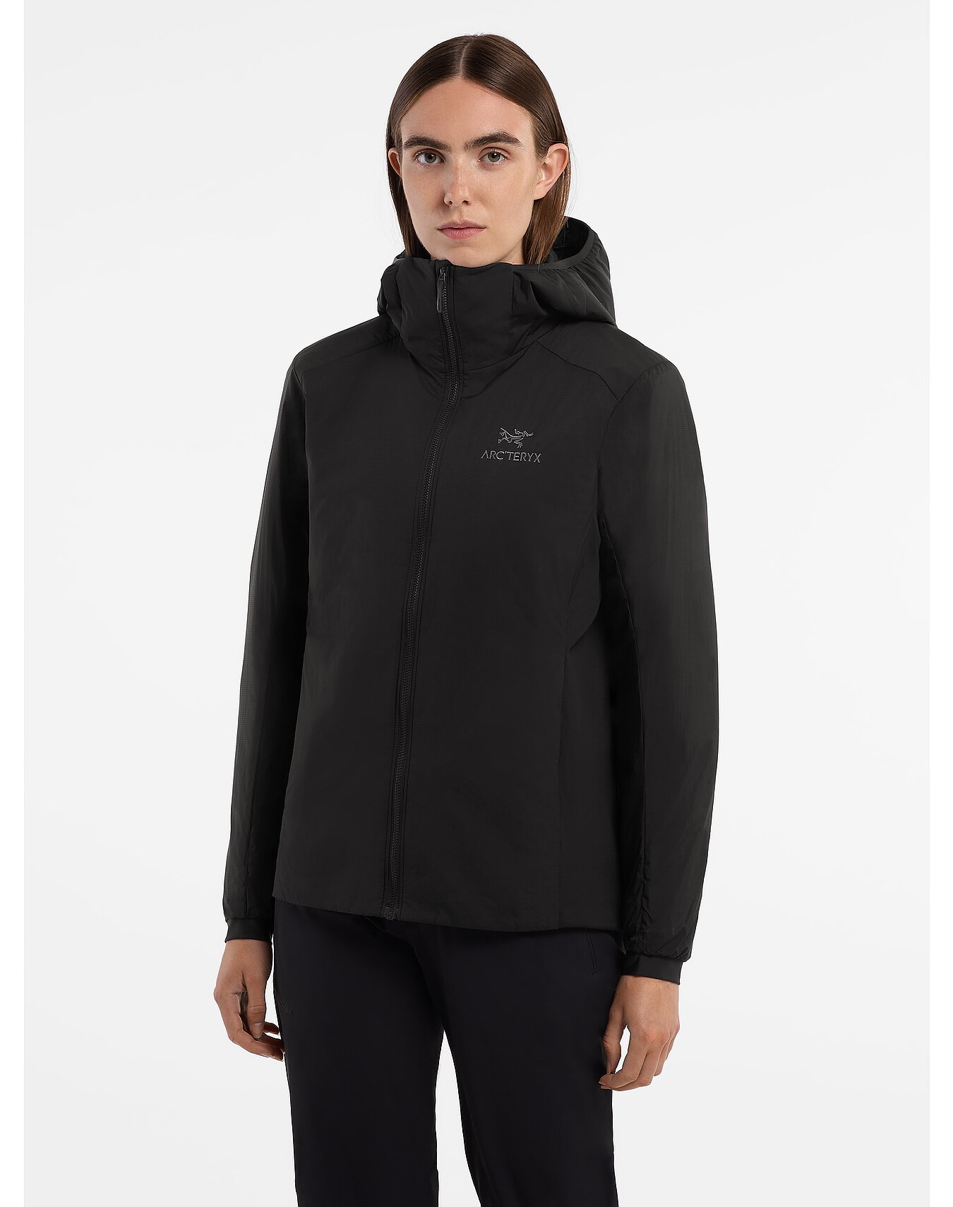 Atom Hoody Black Women s Front View Cityline